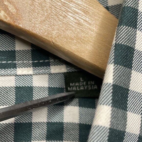 Orvis Mens Green & White Checkered Button-Up Shirt Long Sleeve Size L - Picture 3 of 6